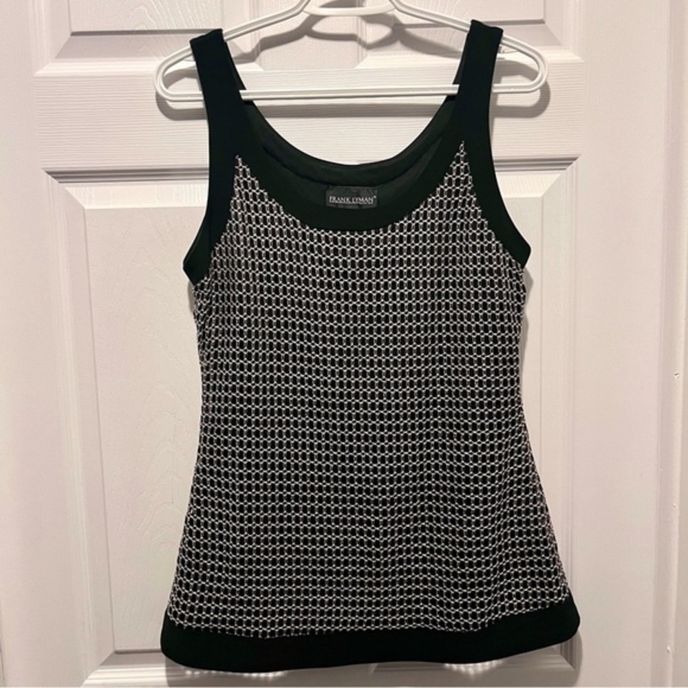 Frank Lyman tank top cami black gold Women 8 Medium summer classic chic